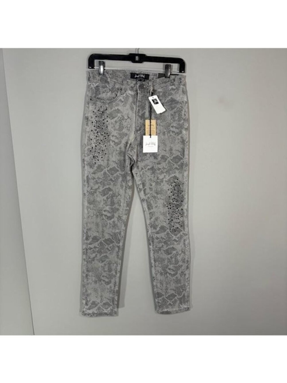 Joseph Ribkoff Jeans Womens 6 Gray Light Wash Slim Straight Rhinestone Denim
